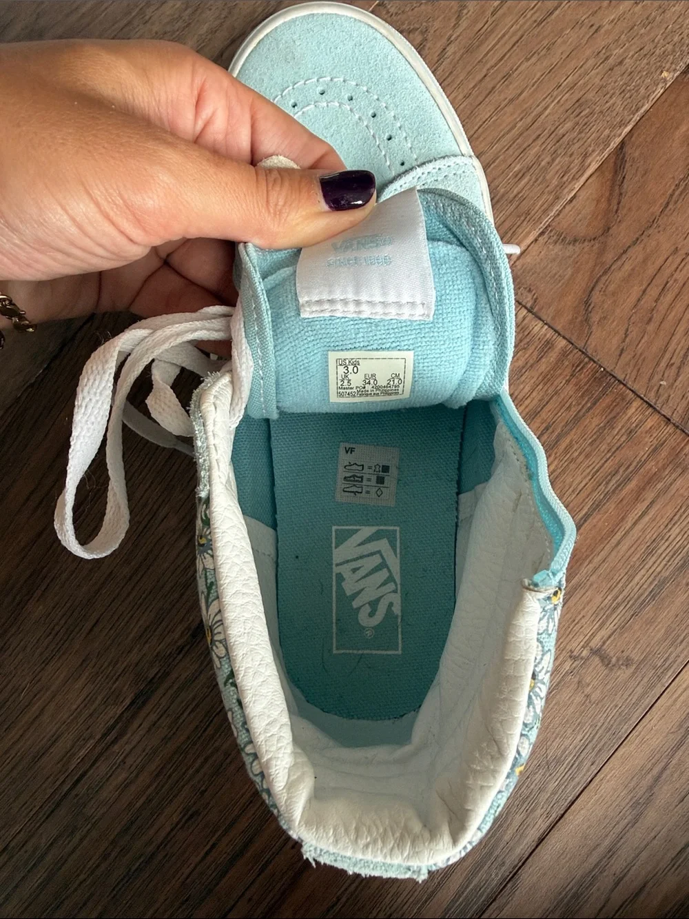 Vans Kids High-Top Sneakers in Light Blue with White Laces